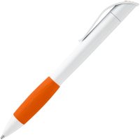 Ручка шариковая Grip, белая с оранжевым, изображение 2
