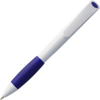 Ручка шариковая Grip, белая с синим, изображение 3