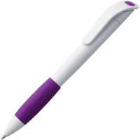 Ручка шариковая Grip, белая с фиолетовым, изображение 1