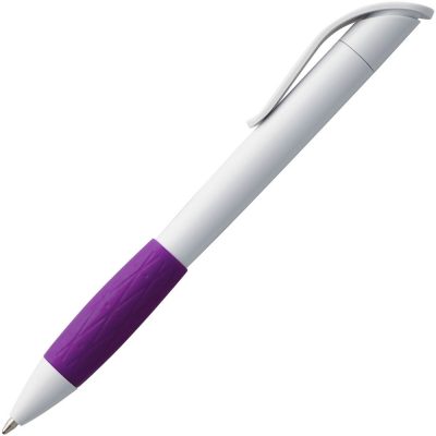 Ручка шариковая Grip, белая с фиолетовым, изображение 2