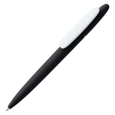 Ручка шариковая Prodir DS5 TRR-P Soft Touch, черная с белым, изображение 1