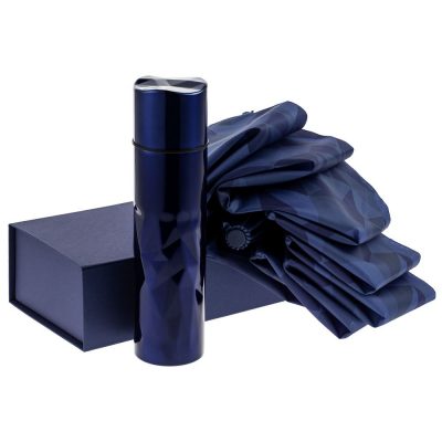 Набор Gems: зонт и термос, синий, изображение 1