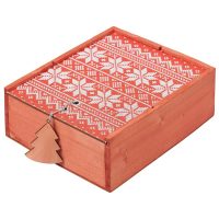 Коробка деревянная «Скандик», средняя, красная, изображение 1