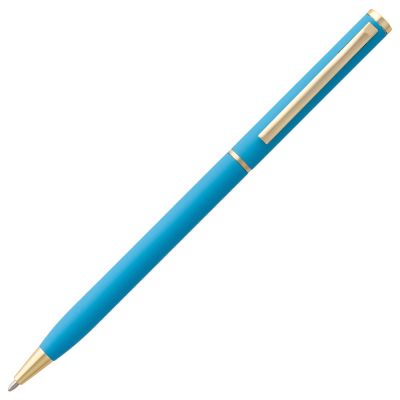 Ручка шариковая Hotel Gold, ver.2, матовая голубая, изображение 2
