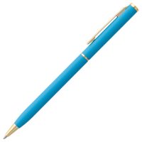 Ручка шариковая Hotel Gold, ver.2, матовая голубая, изображение 3
