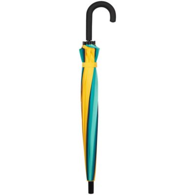 Зонт-трость «Спектр», бирюзовый с желтым, изображение 3