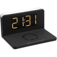 Часы настольные с беспроводным зарядным устройством Pitstop, черные, изображение 2