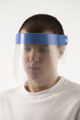 Прозрачный экран для лица Barrier, немедицинский, с синей лентой, изображение 9