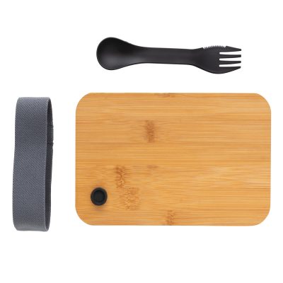Контейнер для еды из PP с бамбуковой крышкой и столовым прибором, изображение 6
