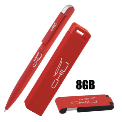 Набор ручка + флеш-карта 8Гб + зарядное устройство 2800 mAh в футляре, изображение 1