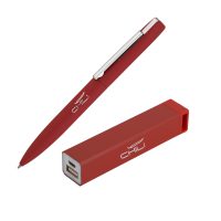 Набор ручка + зарядное устройство 2800 mAh в футляре, покрытие soft touch, изображение 2