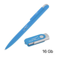 Набор ручка + флеш-карта 16 Гб в футляре, покрытие soft touch — 6913-22S/16Gb_7, изображение 2