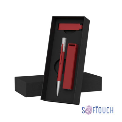 Набор ручка «Clas» + флеш-карта «Case» 8Гб + зарядное устройство «Chida», емкость 2800 mAh, в футляре покрытие soft touch, изображение 1