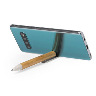 Ручка шариковая с подставкой для смартфона CLARION, бамбук, пластик с пшеничным волокном, изображение 3