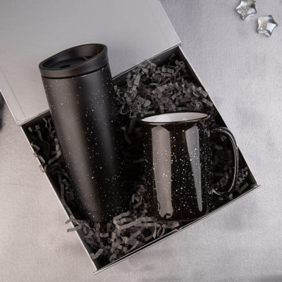 Набор подарочный STARLIGHT: термокружка, кружка, коробка со стружкой, черный — 35055/35_1, изображение 2