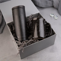 Набор подарочный STARLIGHT: термокружка, кружка, коробка со стружкой, черный — 35055/35_1, изображение 3
