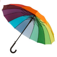 Зонт-трость  «Радуга», пластиковая ручка, полуавтомат, изображение 1