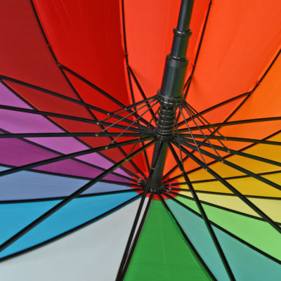 Зонт-трость  «Радуга», пластиковая ручка, полуавтомат, изображение 4