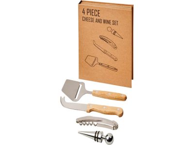 Подарочный набор для вина и сыра Reze из 4 предметов, натуральный, изображение 1