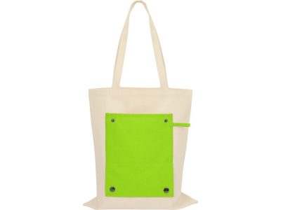 Складная хлопковая сумка для шопинга Gross с карманом, зеленое яблоко — 955103_2, изображение 10
