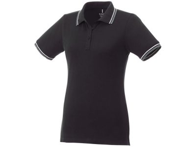 Женская футболка поло Fairfield с коротким рукавом с проклейкой, черный/серый меланж/белый, изображение 1