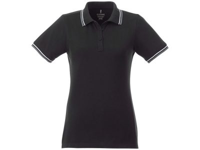Женская футболка поло Fairfield с коротким рукавом с проклейкой, черный/серый меланж/белый, изображение 3