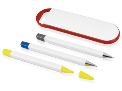 Набор Квартет: ручка шариковая, карандаш и маркер, белый/красный — 349501_2, изображение 3