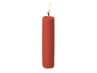 Свеча из вощины 3 х 12,5 см с деревянным ярлыком, красный — 190921_2, изображение 1