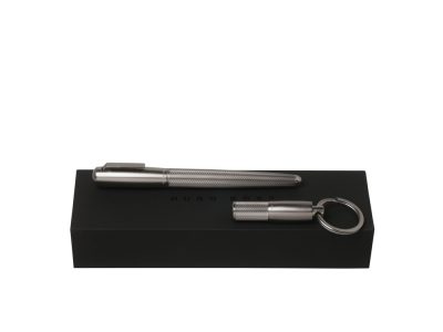 Подарочный набор: брелок, ручка-роллер. Hugo Boss, графит, изображение 1