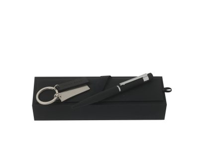 Подарочный набор: ручка шариковая, брелок. Hugo Boss, черный/серебристый, изображение 1