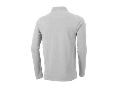 Рубашка поло Oakville мужская с длинным рукавом, серый меланж, изображение 3