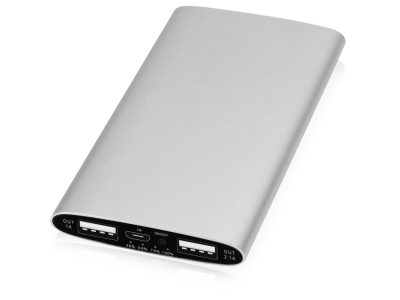 Портативное зарядное устройство Мун с 2-мя USB-портами, 4400 mAh, серебристый — 392470_2, изображение 1
