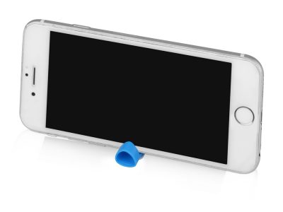 Ручка пластиковая шариковая трехгранная Nook с подставкой для телефона в колпачке, голубой/белый — 13182.10_2, изображение 6