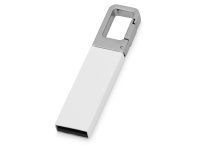 Флеш-карта USB 2.0 16 Gb с карабином Hook, белый/серебристый — 621616_2, изображение 1
