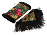 Подарочный набор: Павлопосадский платок, муфта, черный/разноцветный — 74771_2, изображение 1