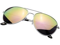Солнечные очки Aviator с цветными зеркальными линзами, зеленый — 10060106_2, изображение 3