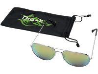 Солнечные очки Aviator с цветными зеркальными линзами, зеленый — 10060106_2, изображение 5
