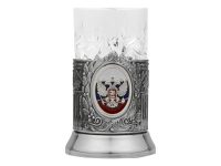 Подстаканник с хрустальным стаканом и ложкой РОССИЙСКИЙ-М, серебристый/прозрачный, изображение 3