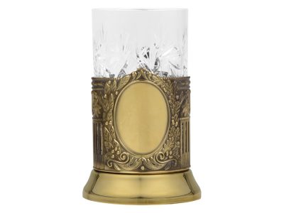 Подстаканник с хрустальным стаканом Базовый-Л, золотистый/прозрачный, изображение 3