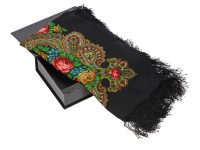 Павлопосадский платок, черный, изображение 1
