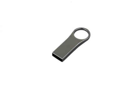 USB-флешка на 64 ГБ с мини чипом, компактный дизайн с большим круглым отверстием., серебро, изображение 1