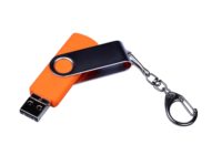 USB-флешка на 32 Гб поворотный механизм, c двумя дополнительными разъемами MicroUSB и TypeC, оранжевый, изображение 2