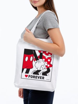 Холщовая сумка «Микки и Минни. Love Forever», белая, изображение 1