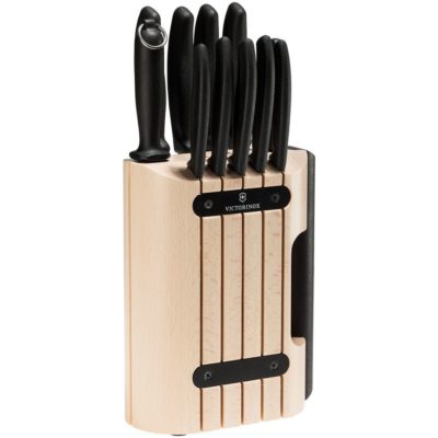 Набор из 10 кухонных ножей Victorinox Swiss Classic в деревянной подставке с овощечисткой, изображение 2