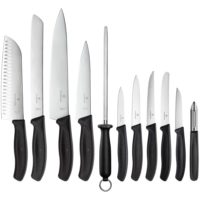 Набор из 10 кухонных ножей Victorinox Swiss Classic в деревянной подставке с овощечисткой, изображение 4