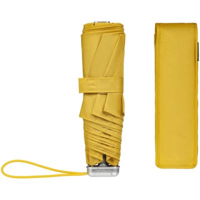 Складной зонт Alu Drop S, 3 сложения, механический, желтый (горчичный), изображение 4