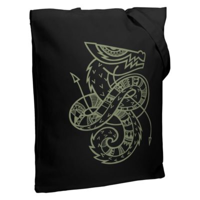 Холщовая сумка «Полинезийский дракон», черная, изображение 1