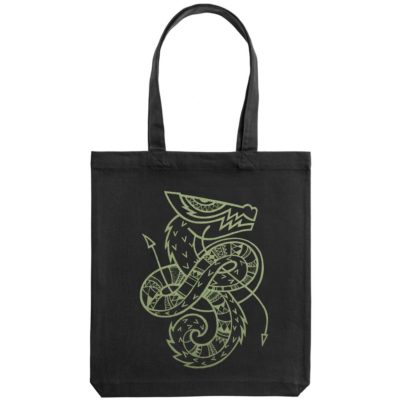 Холщовая сумка «Полинезийский дракон», черная, изображение 3