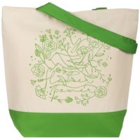 Холщовая сумка Flower Power, ярко-зеленая, изображение 1