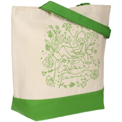 Холщовая сумка Flower Power, ярко-зеленая, изображение 2